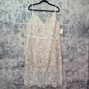 DB Studio Paisley Lace Illusion Dress Womens 18W Ivory Nude Bridal Wedding NWT
